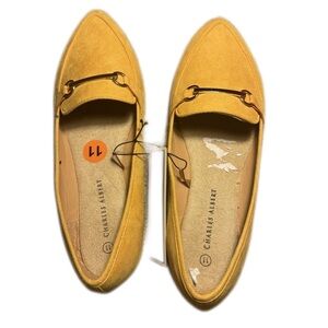 Size 11, Charles Albert mustard, yellow loafers